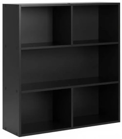 Модерен черен рафт - триетажен рафт за книги, декорации и играчки