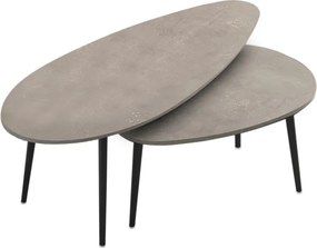 Комплект маси за кафе Elips от меламин, 2 броя, в ретро сив цвят 116x46x46см