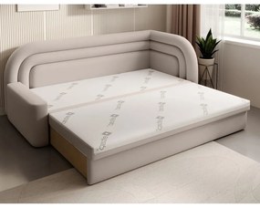 Бежов кадифен сгъваем/с място за съхранение диван десен ъгъл 223 cm Fabillo – ELTAP