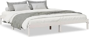 852427 vidaXL Рамка за легло без матрак, бял, 200x220 см, борово дърво масив