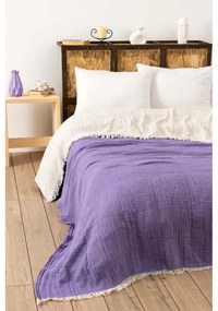 Лилава муселинова покривка за двойно легло 230x250 cm - Mijolnir