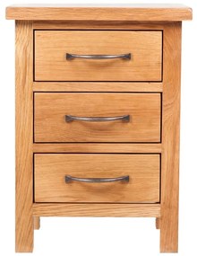 241674 vidaXL Нощно шкафче с 3 чекмеджета, 40x30x54 см, дъбов масив
