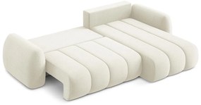 Бежов разтегателен ъглов диван с място за съхранение от букле (десен ъгъл) Pele – Makamii