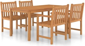 3059939 vidaXL Градински комплект за хранене, 5 части, 160x80 см, масивно тиково дърво