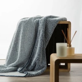 Качествено одеяло с текстура на агнешка вълна - синьо Ширина: 170 см | Дължина: 210 см