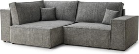 Сив шенилов сгъваем/с място за съхранение ъглов диван (ляв ъгъл/L форма) Tonga – Maison de Rêve