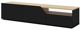 ТВ масичка с дъбов плот в черно и натурално 180x38 cm Verone - TemaHome