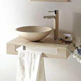 Мивка с плот за баня ICL 5842S, стенен монтаж, мрамор, пясъчен, 65x42x12см