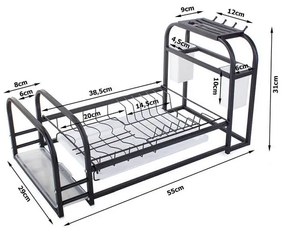 Сушилник за съдове Verk Group 07131, Поставки за прибори и ножове, Черен