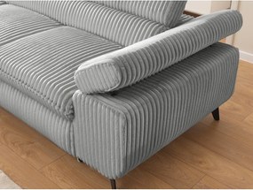 Светлосив ъглов диван от рипсено кадифе (ляв ъгъл L форма) Marbeya – Ropez