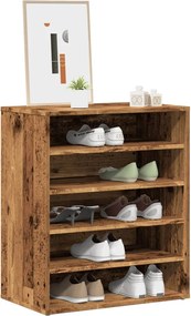 Шкаф за обувки от старо дърво 60x35x70 cm Инженерна дървесина