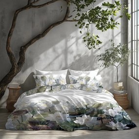 Чаршафи с памучен сатен с мотив на бял лотос 3 časti: 1ks 160x200 + 2ks 70x80