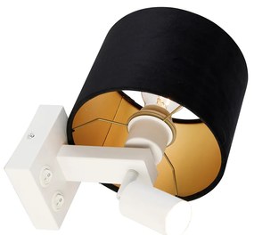 Стенна лампа бяла с лампа за четене и абажур 18 см черен - Brescia