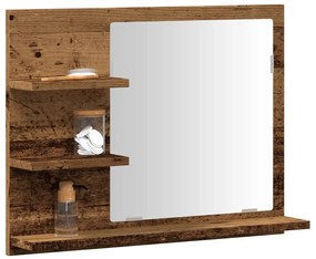 856255 vidaXL Шкаф за баня с огледало, старо дърво, 60x10,5x45 см