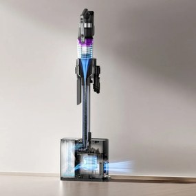 Вертикална прахосмукачка 2в1 Eureka NEC490, 350W, LED дисплей и светлина на четката, Single Cyclone, 60 мин, Станция за самоизпразване и зареждане, Черен