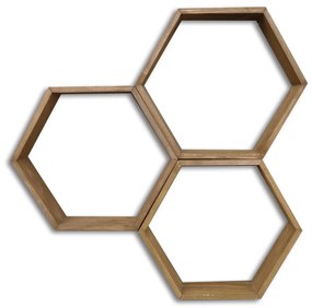 Комплект от 3 дървени стенни рафта Bee - Evila Originals