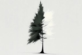 Картина на платно – Минималистично иглолистно дърво