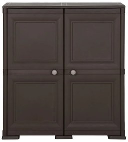 340598 vidaXL Пластмасов шкаф, 79x43x85,5 см, дървен дизайн, кафяв