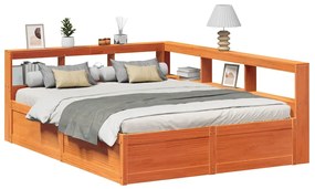3324456 vidaXL Легло с етажерка за книги, без матрак, 160x200 см, бор масив