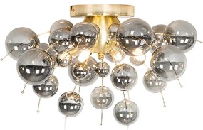 Дизайнерски таванна лампа месинг с опушено стъкло 4-светлина - Explode