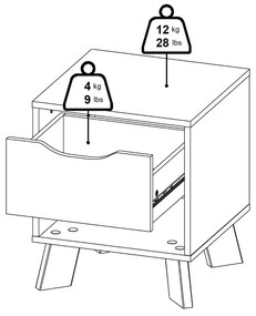 Нощно шкафче в бял и естествен цвят Ikast – Tvilum