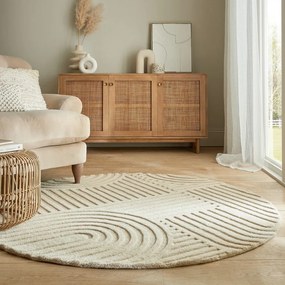 Бежов вълнен кръгъл килим ø 160 cm Zen Garden - Flair Rugs