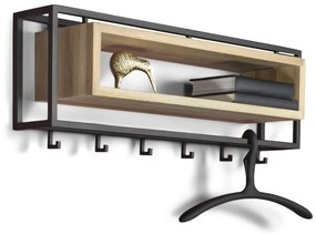 Метална закачалка за стена в черно-природен цвят с рафт School - Spinder Design