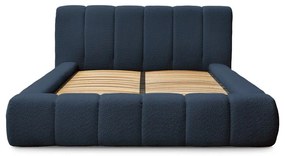 Тъмносиньо двойно тапицирано легло с място за съхранение с включена подматрачна рамка 140x190 cm Denali – Bobochic Paris