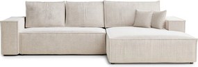 Кремав шенилов сгъваем/с място за съхранение ъглов диван (десен ъгъл) Maze – Maison de Rêve