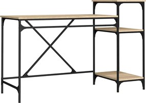 826710 vidaXL Бюро с рафтове сонома дъб 135x50x90 см инженерно дърво и желязо