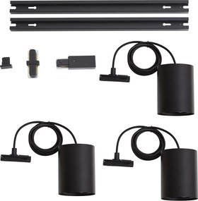 Modern railsysteem met 3 hanglampen zwart 1-fase - Iconic Holt