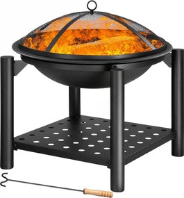 Градинска стоманена купа за огън с място за съхранение 55 см