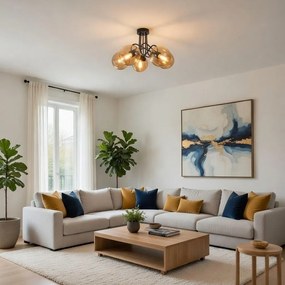 Плафон МОНА, черен/мед, 5хE27