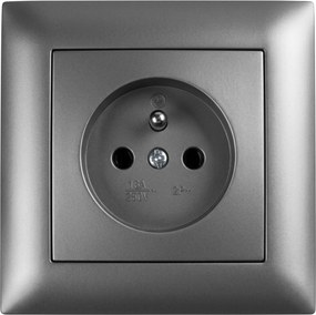 Единичен контакт със заземяване и рамка OSTE JNH001-G Grey