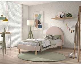 Розово тапицирано единично легло с решетка 90x200 cm MOON - Vipack