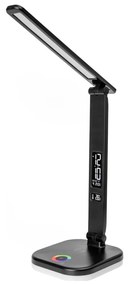 LED RGBW Димируема лампа с безжично зареждане и дисплей USB порт 6W/5V 3000-6500K черен