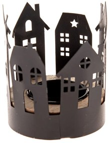 Метален свещник с коледен мотив Houses – Dakls