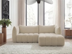 Бежов ъглов диван от прежда с примки от букле (десен ъгъл) Azra – Bobochic Paris