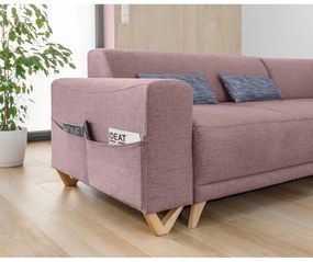Розов разтегателен/с място за съхранение ъглов диван (десен ъгъл/L форма) Classy Sophie – Miuform