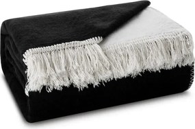 Памучно одеяло с пискюли - черно Ширина: 150 см | Дължина: 200 см