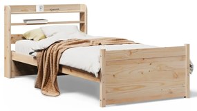 3306758 vidaXL Рамка за легло с табла, 100x200 см, борово дърво масив