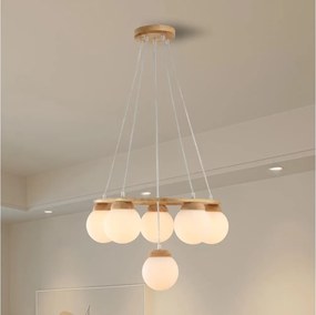 Brilagi - Подвесен полилей на кабел VISBY WOOD 6xE27/60W/230V, диаметър 58 см, дърво