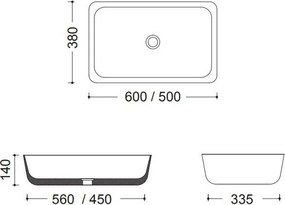 Мраморен умивалник Gaia Fossil-Тъмно сиво-Дължина: 60 cm