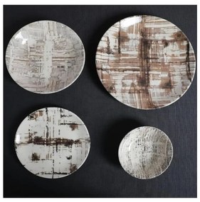 Комплект за хранене 24 части кафяв/бял/порцелан