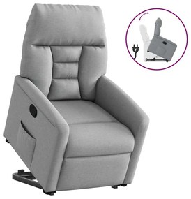 3303032 vidaXL Изправящ реклайнер стол, светлосив, текстил