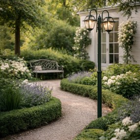 Класически външен фенер тъмнозелен 235 см 2 светлини IP44 - Berta