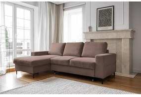 Кафяв разтегателен ъглов диван от рипсено кадифе (ляв ъгъл) Lofty Lilly – Miuform