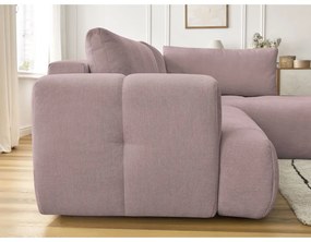 Розов сгъваем/с място за съхранение ъглов диван (десен ъгъл/L форма) Fuji – Bobochic Paris