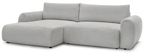 Светлосив разтегателен ъглов диван от рипсено кадифе (ляв ъгъл) Lucien – Bobochic Paris