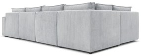Светлосив велурен U-образен ъглов диван, ляв ъгъл Nihad modular - Bobochic Paris